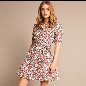 Boden Ada Double Cloth Cotton Floral Midi Shirt Dress Size 10R